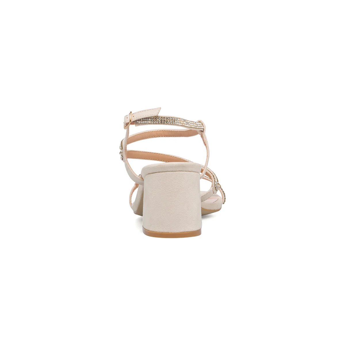 Sandali gioiello beige da donna con tacco a blocco 6 cm e strass Lora Ferres - Image 7