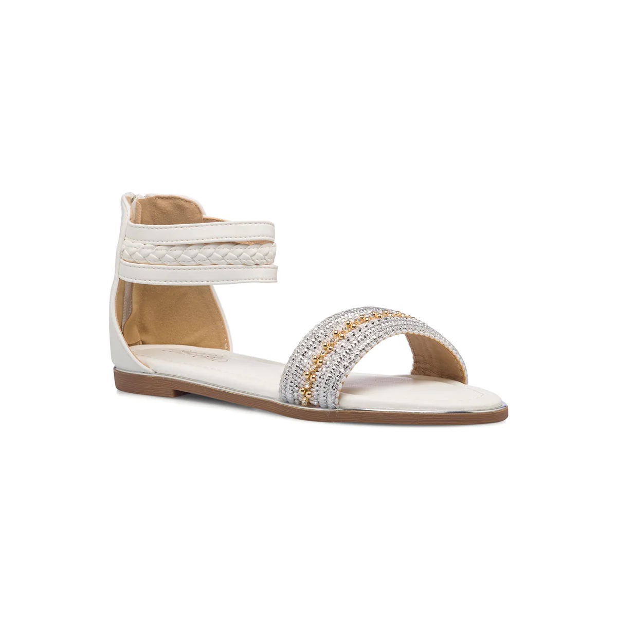 Sandali gioiello bianchi da donna con strass e borchiette Lora Ferres - Image 2
