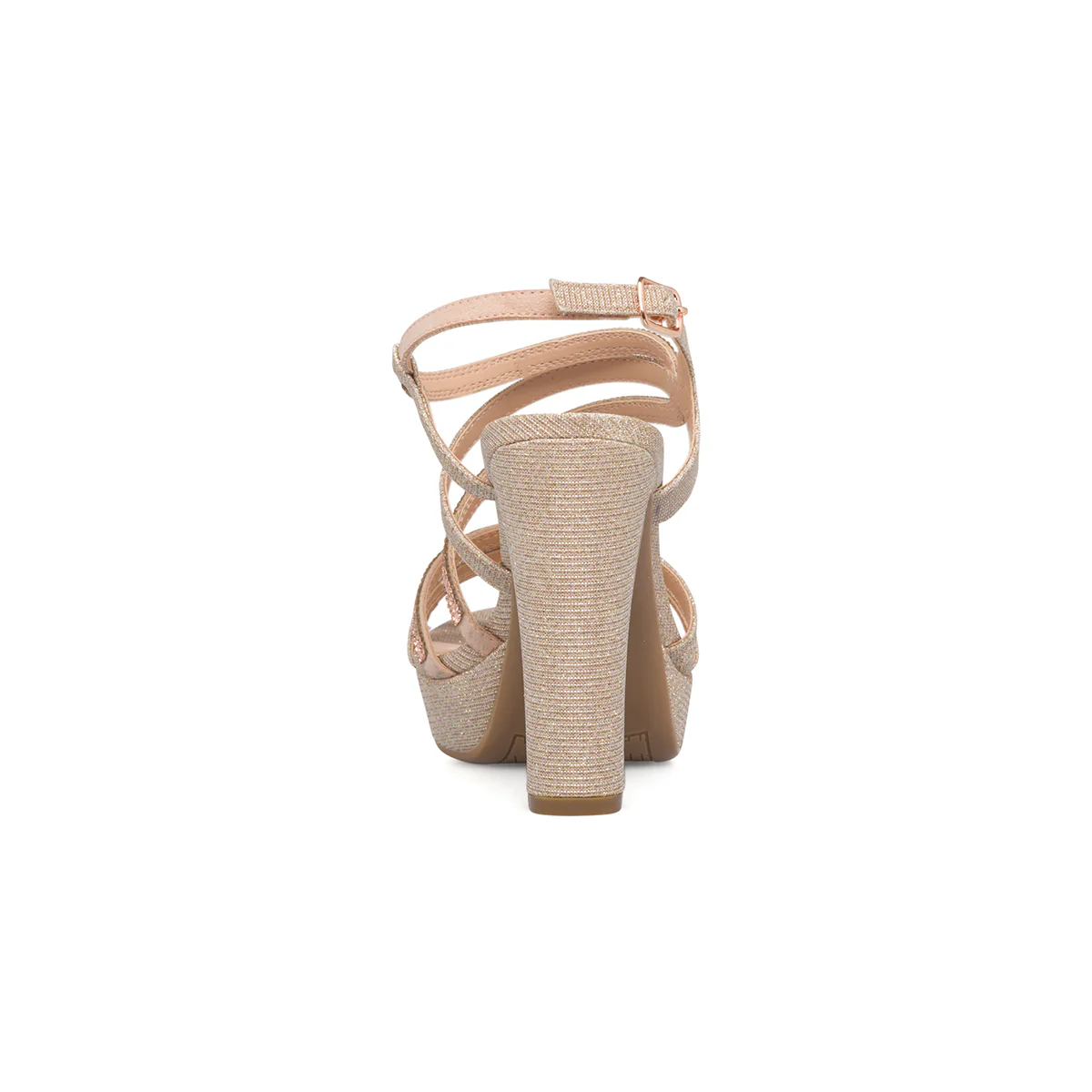Sandali gioiello champagne glitterati da donna con tacco 11 cm e plateau Lora Ferres - Image 4