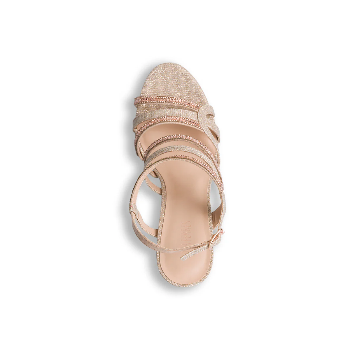 Sandali gioiello champagne glitterati da donna con tacco 11 cm e plateau Lora Ferres - Image 5