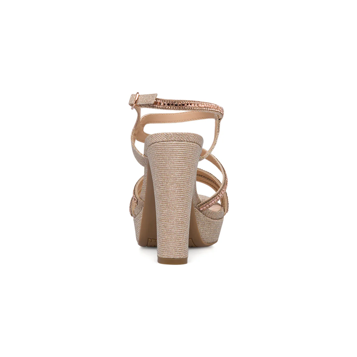 Sandali gioiello champagne glitterati da donna con tacco 11 cm e plateau Lora Ferres - Image 5