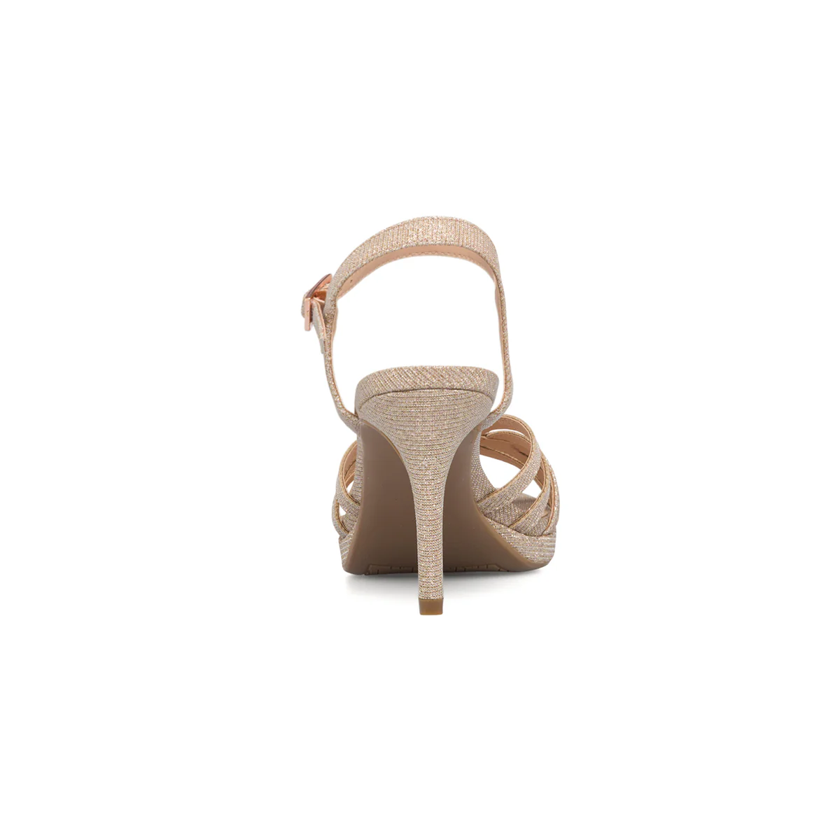 Sandali gioiello champagne glitterati da donna con tacco a spillo 8 cm Lora Ferres - Image 4
