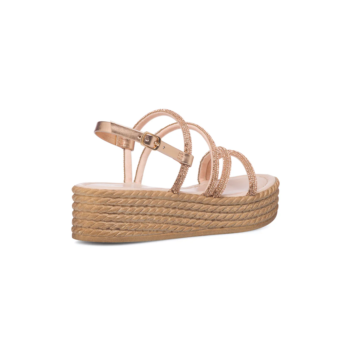 Sandali gioiello color oro rosa da donna con zeppa 5 cm e strass Lora Ferres - Image 10
