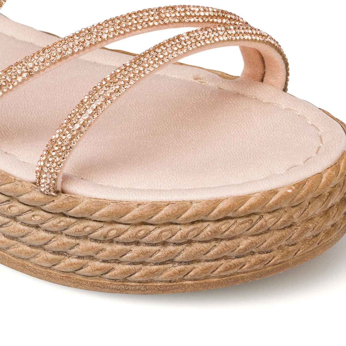 Sandali gioiello color oro rosa da donna con zeppa 5 cm e strass Lora Ferres - Image 12