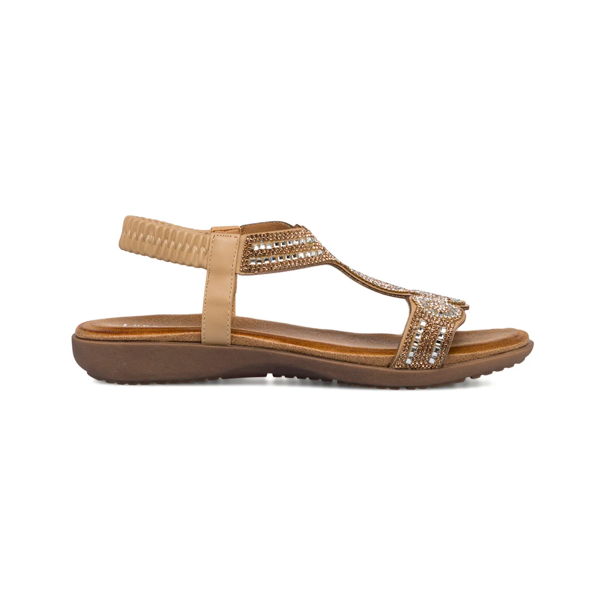 Sandali gioiello da donna beige con strass Lora Ferres