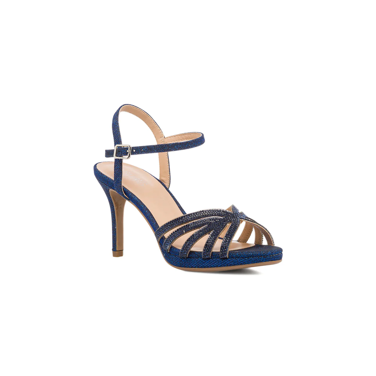 Sandali gioiello da donna con tacco a spillo 10 cm blu glitter Lora Ferres - Image 2