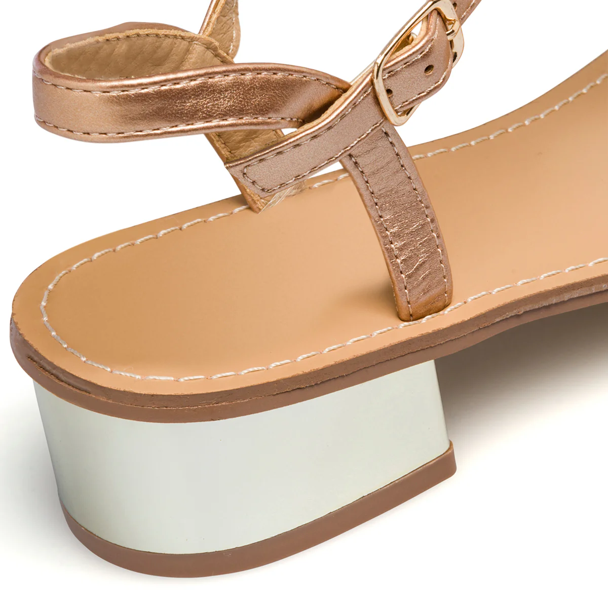 Sandali gioiello infradito champagne con tacco 4 cm e strass Lora Ferres - Image 6