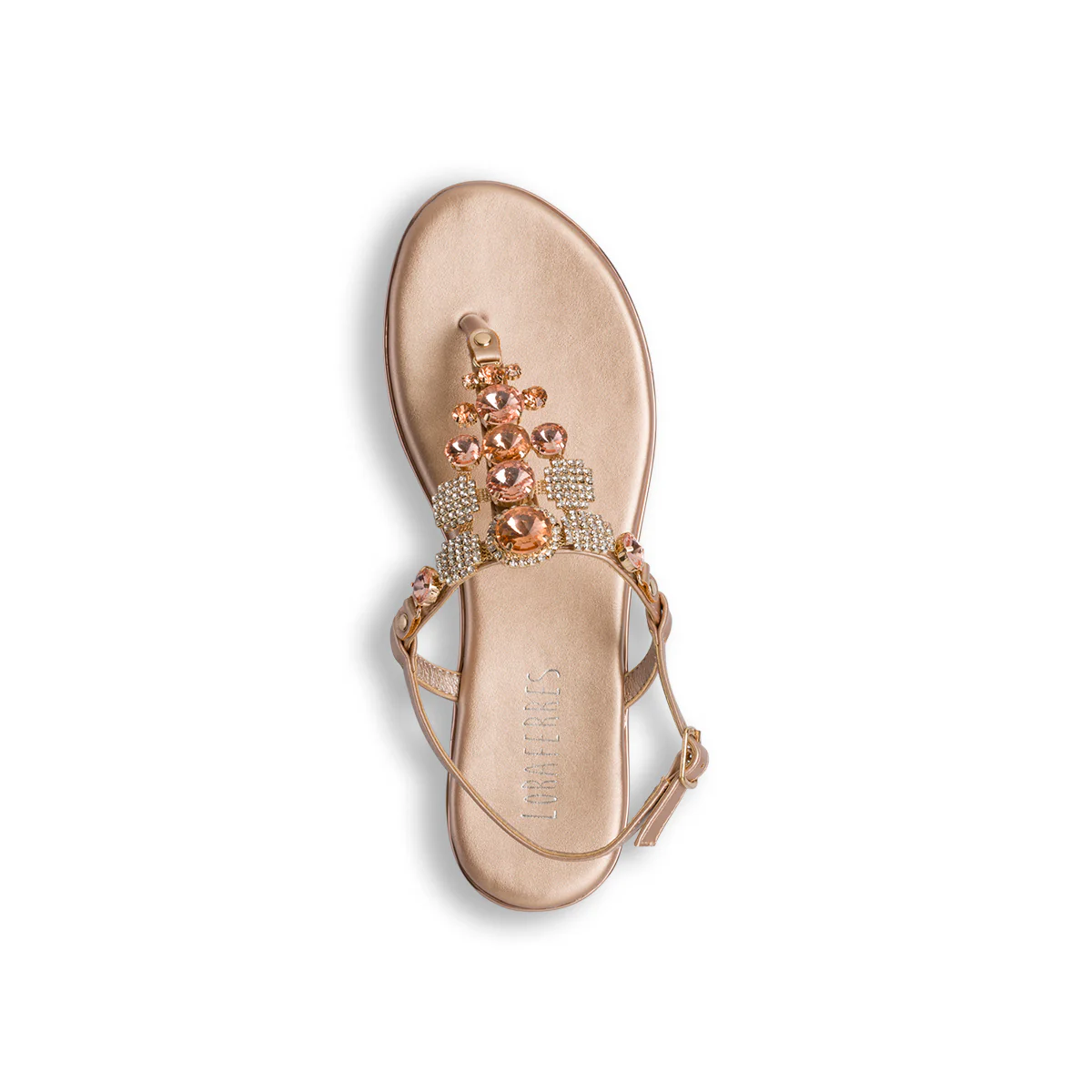 Sandali gioiello infradito da donna oro rosa con dettaglio strass Lora Ferres - Image 6