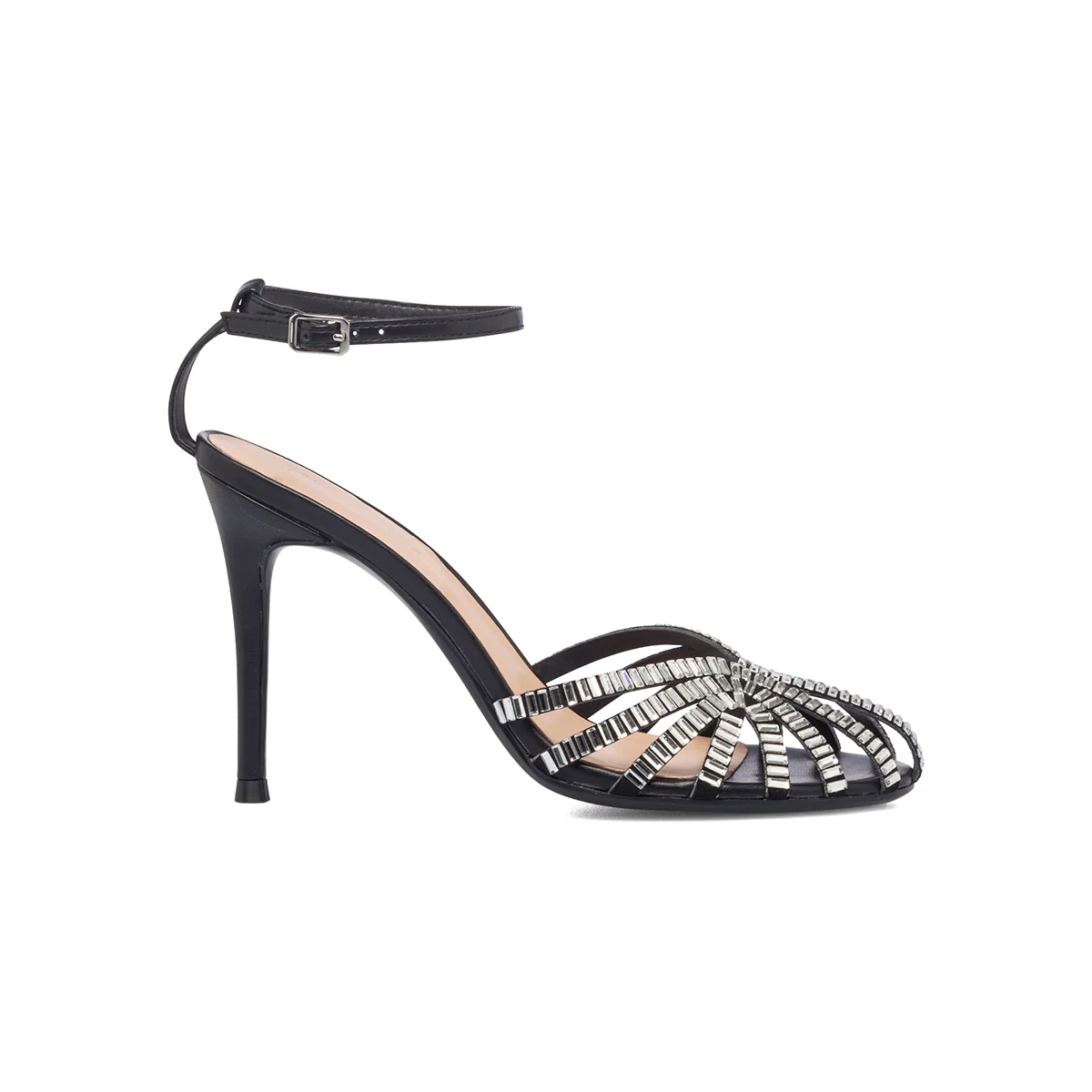 Sandali gioiello neri da donna con strass e tacco a stiletto 9 cm Swish Jeans - Image 4