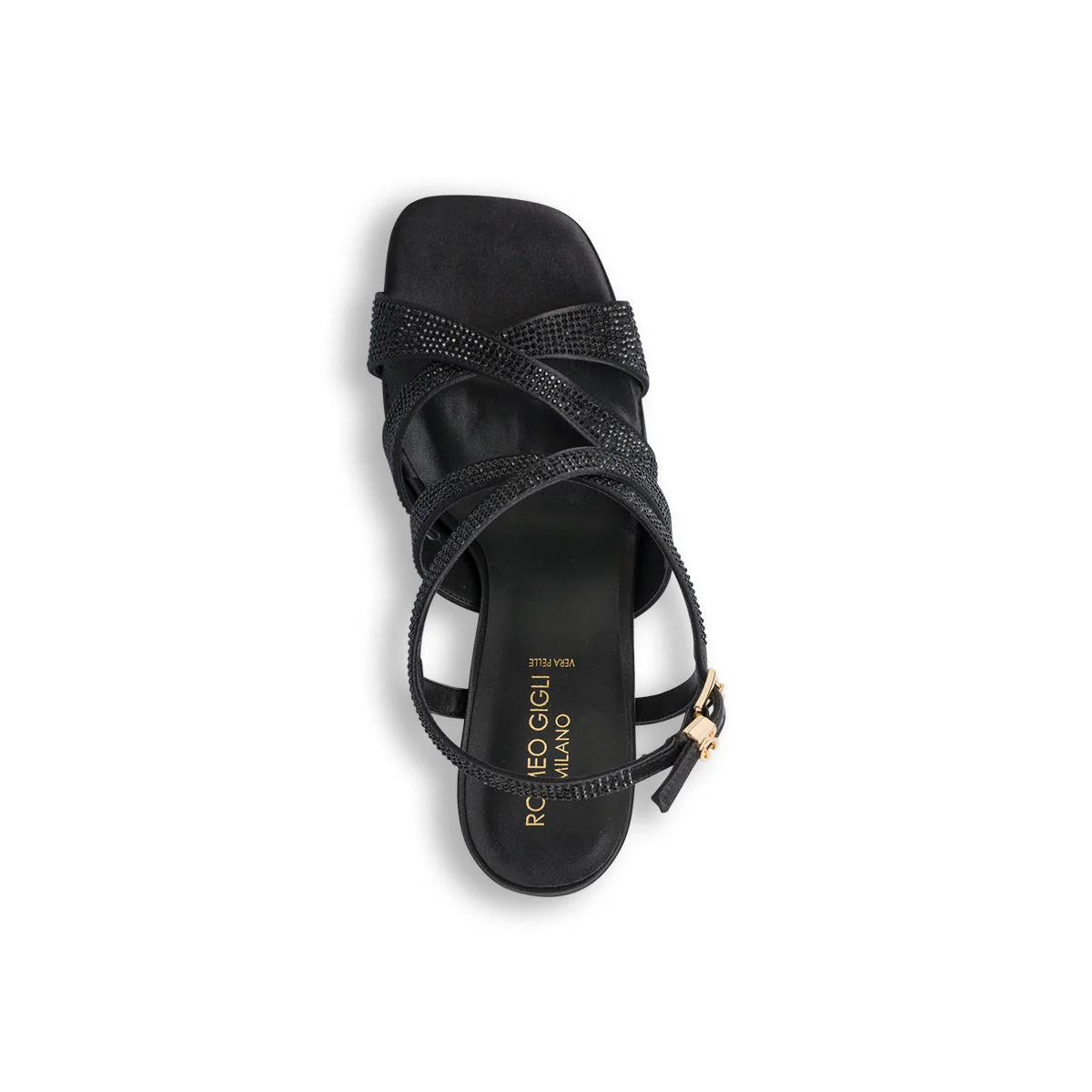 Sandali gioiello neri da donna con tacco 10 cm e strass Romeo Gigli Milano - Image 5