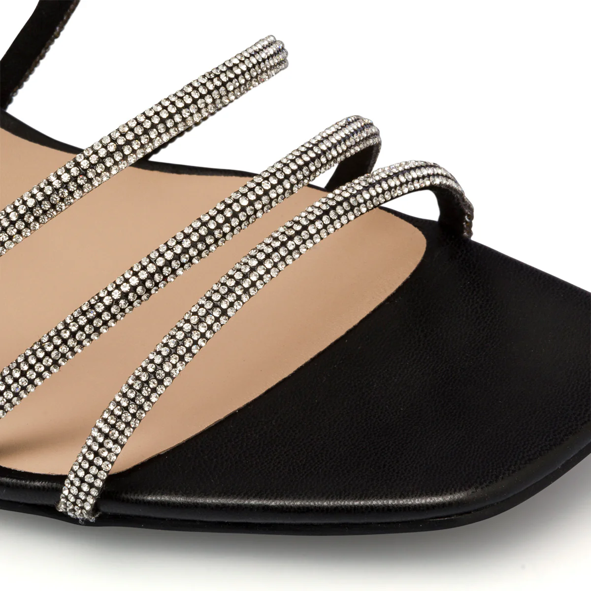 Sandali gioiello neri da donna con tacco 8 cm e strass Lora Ferres - Image 5