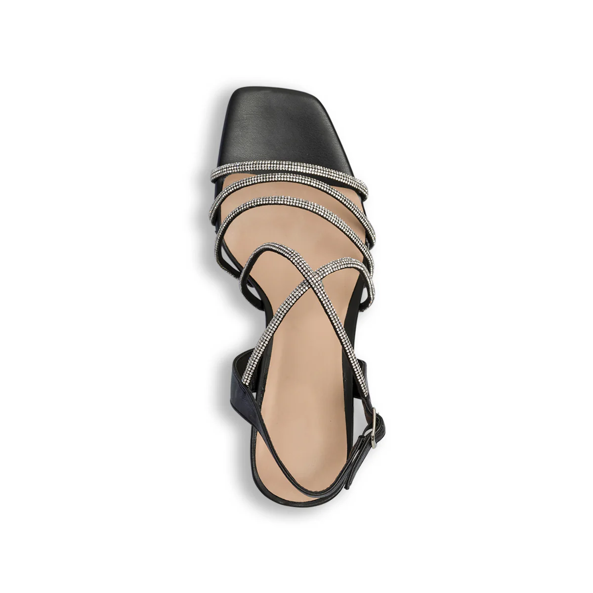 Sandali gioiello neri da donna con tacco 8 cm e strass Lora Ferres - Image 8