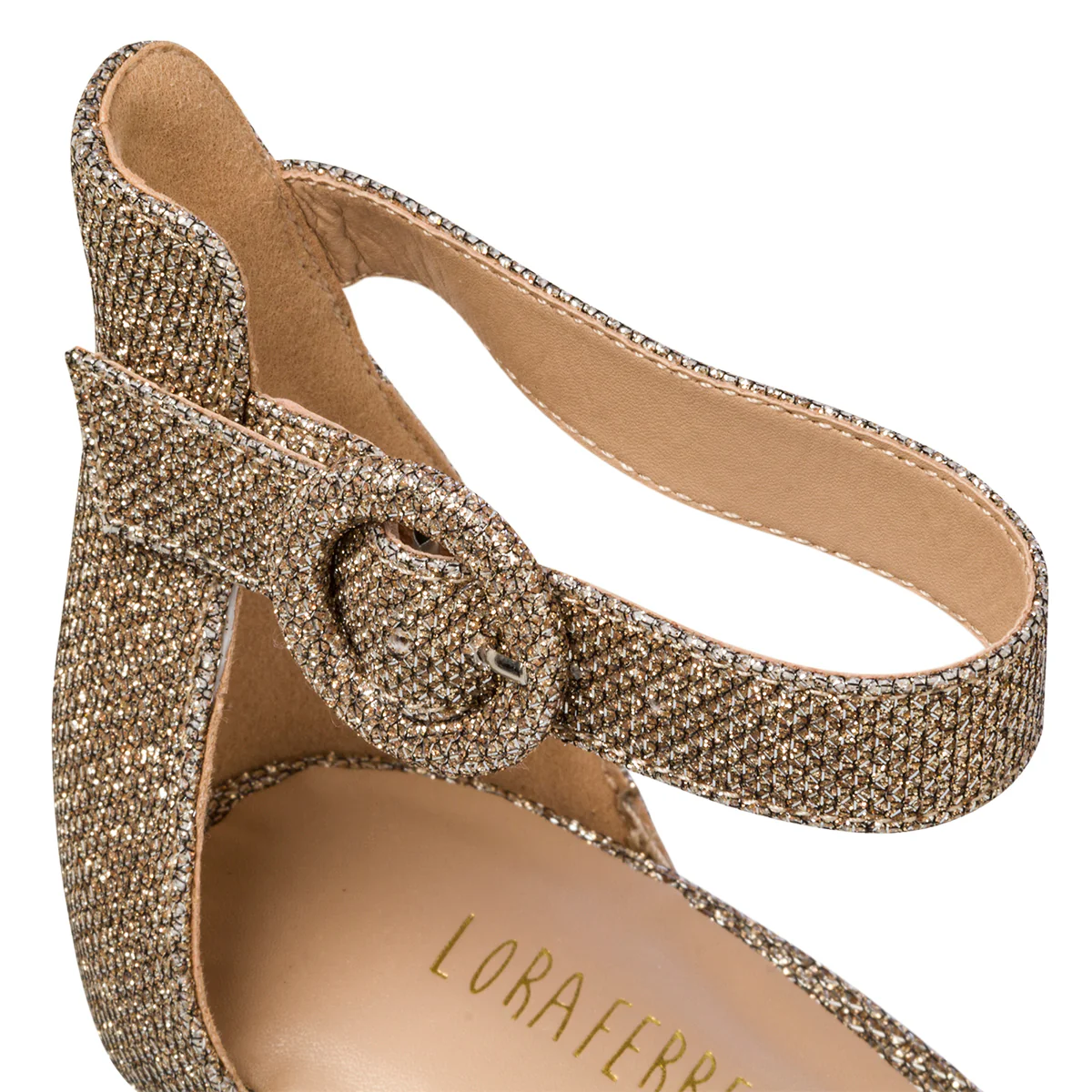 Sandali gioiello oro con tacco a spillo 11 cm e glitter Lora Ferres - Image 6
