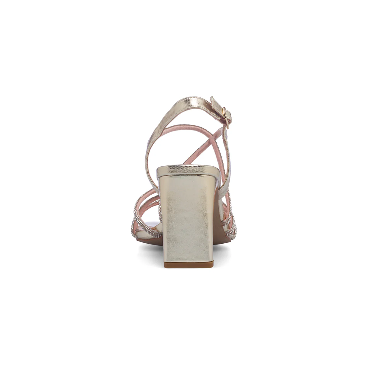 Sandali gioiello oro da donna con tacco 8 cm e strass Lora Ferres - Image 4