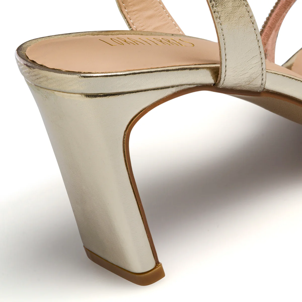 Sandali gioiello oro da donna con tacco 8 cm e strass Lora Ferres - Image 7