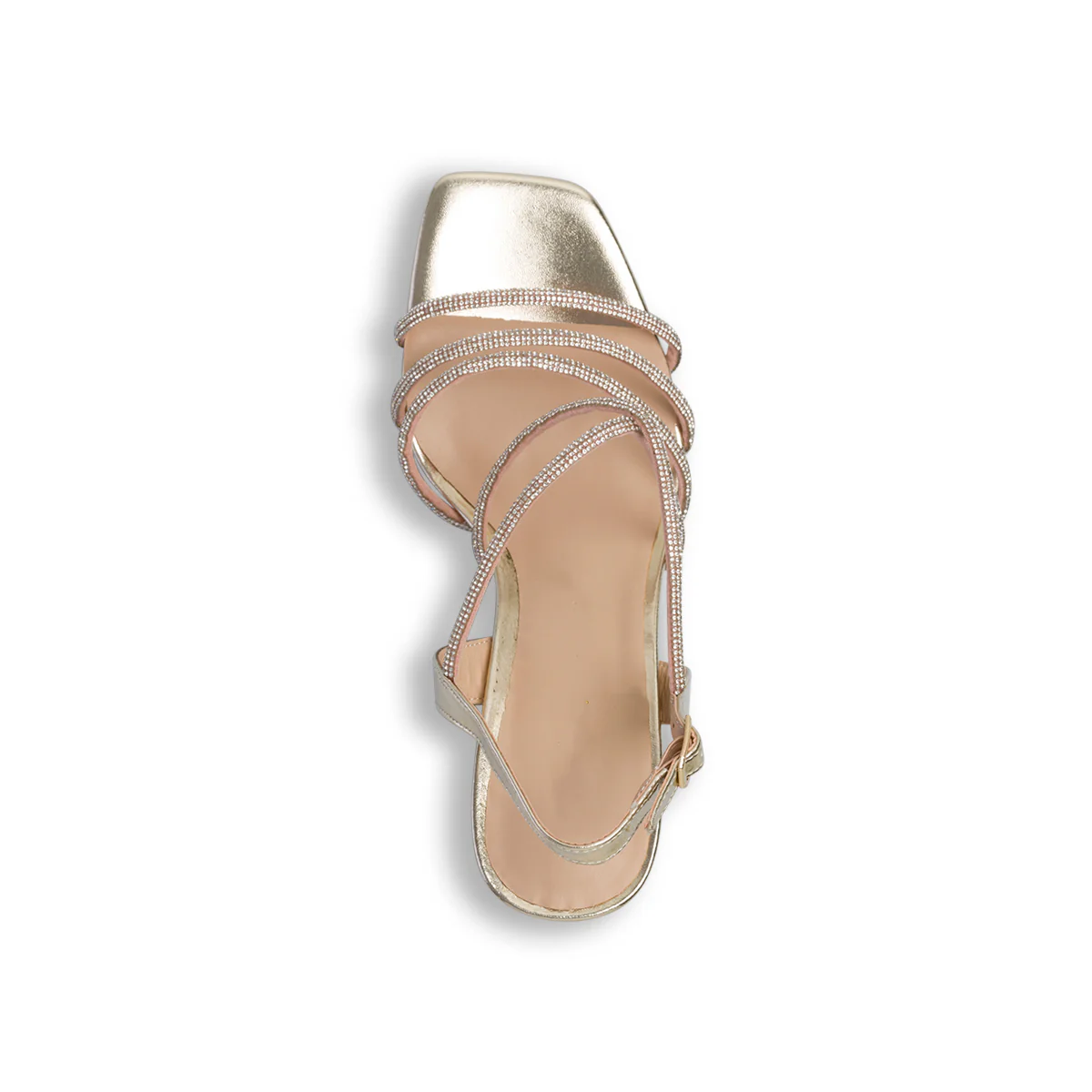Sandali gioiello oro da donna con tacco 8 cm e strass Lora Ferres - Image 8