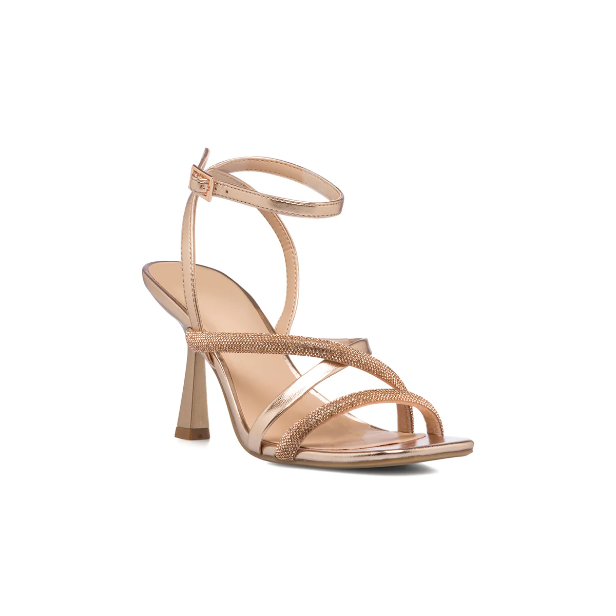 Sandali gioiello oro rosa da donna con strass e tacco a rocchetto 8 cm Swish Jeans - Image 5