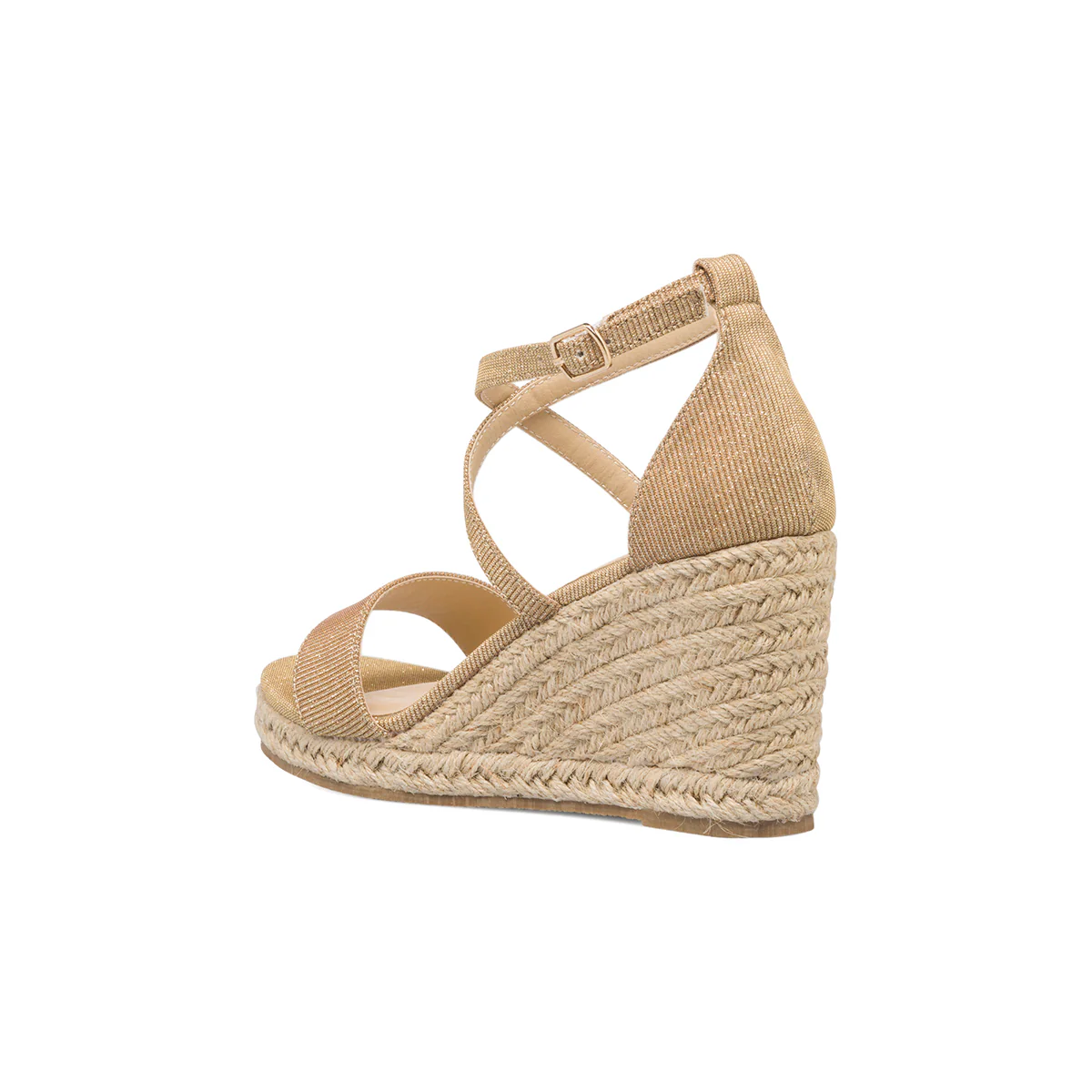 Sandali gioiello oro rosa glitterati da donna con zeppa in corda 10 cm Lora Ferres - Image 3