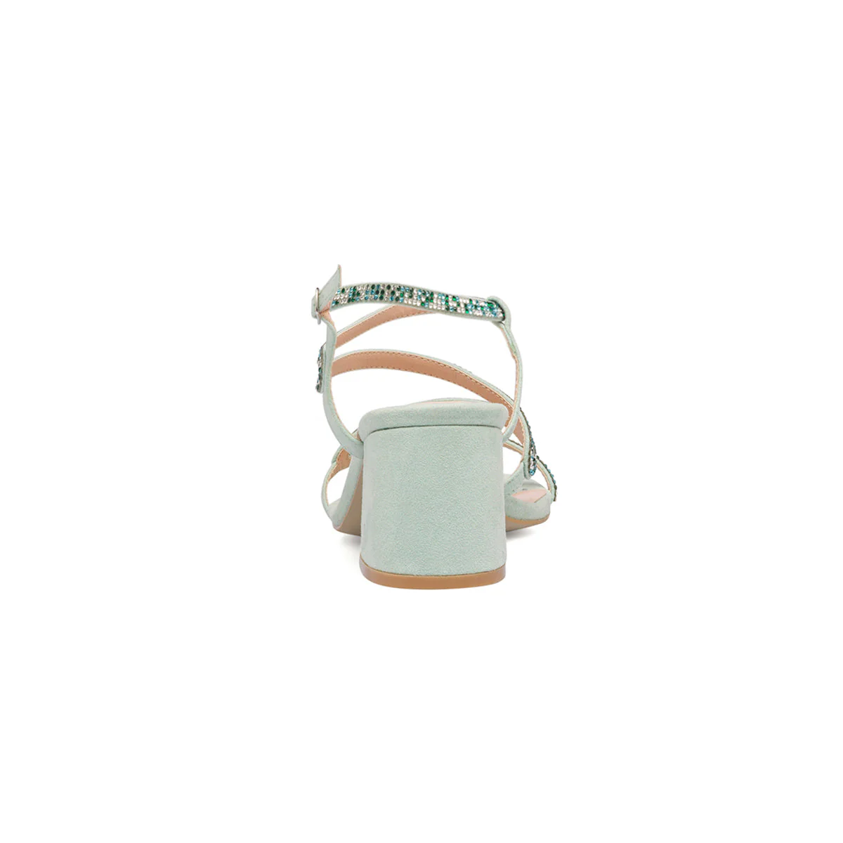 Sandali gioiello verdi da donna con tacco a blocco 6 cm e strass Lora Ferres - Image 7