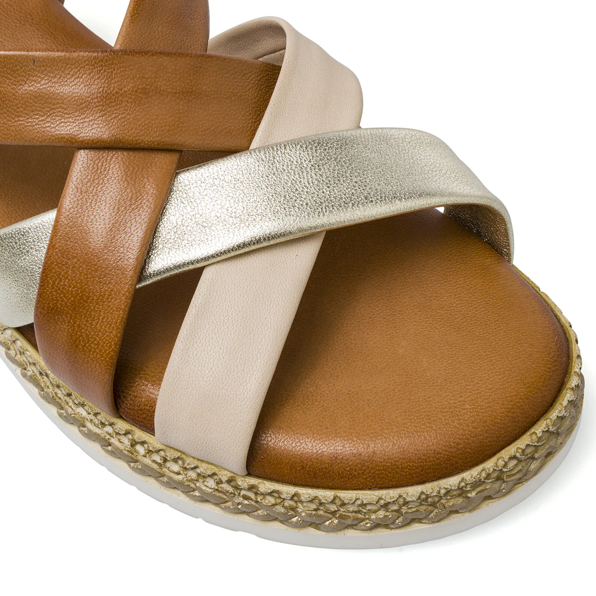 Sandali in pelle marrone da Donna con zeppa effetto corda Formawell - Image 4