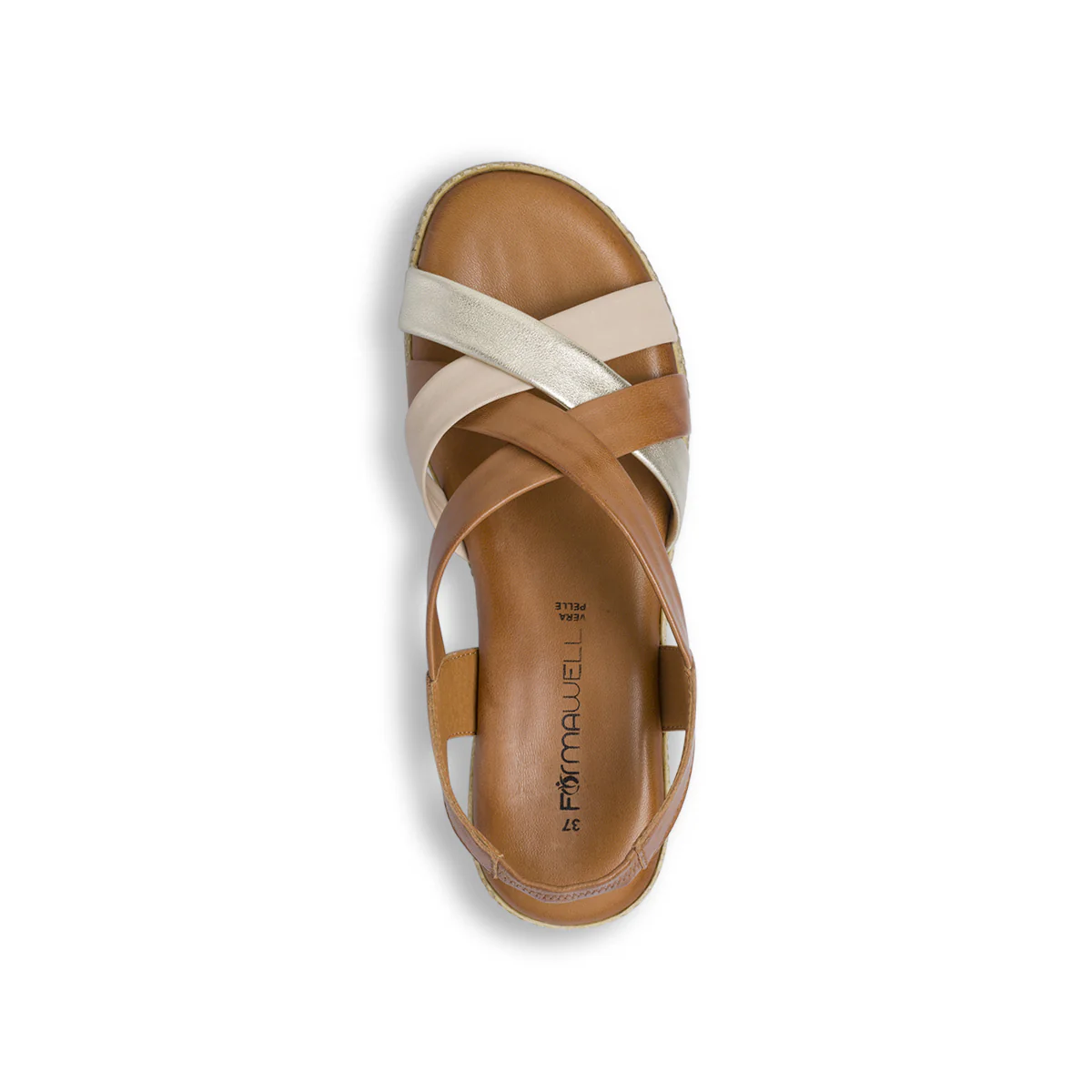Sandali in pelle marrone da Donna con zeppa effetto corda Formawell - Image 5