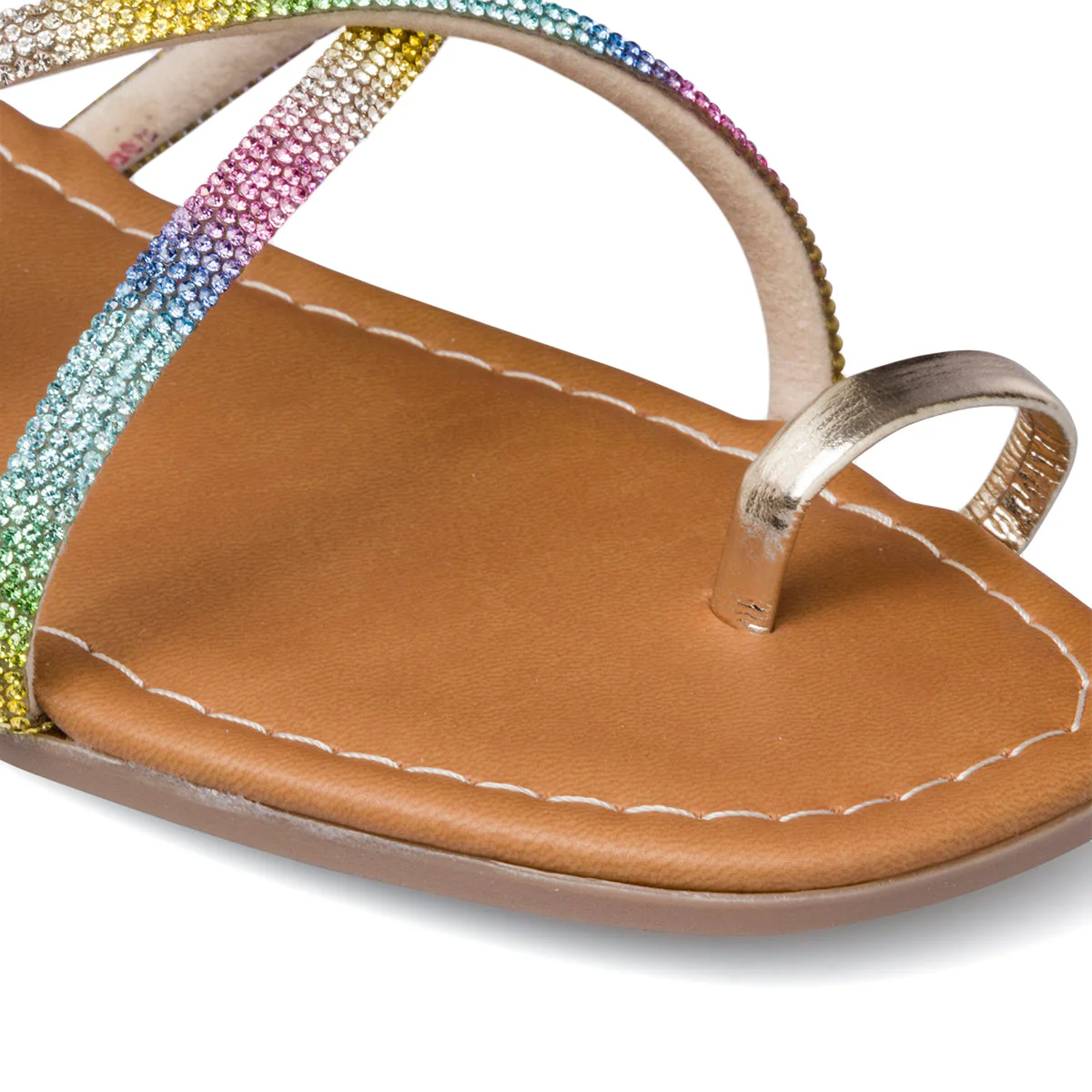 Sandali infradito arcobaleno con strass da donna Lora Ferres - Image 10