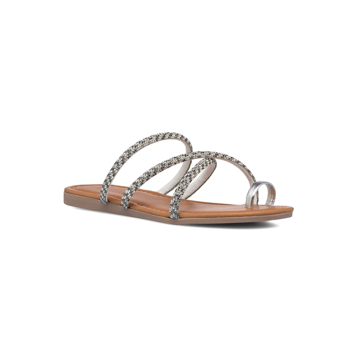 Sandali infradito argento con strass da donna Lora Ferres - Image 5