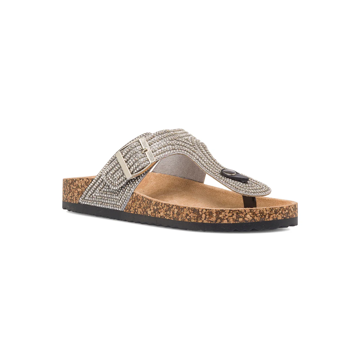 Sandali infradito argento da donna con strass Lora Ferres - Image 2
