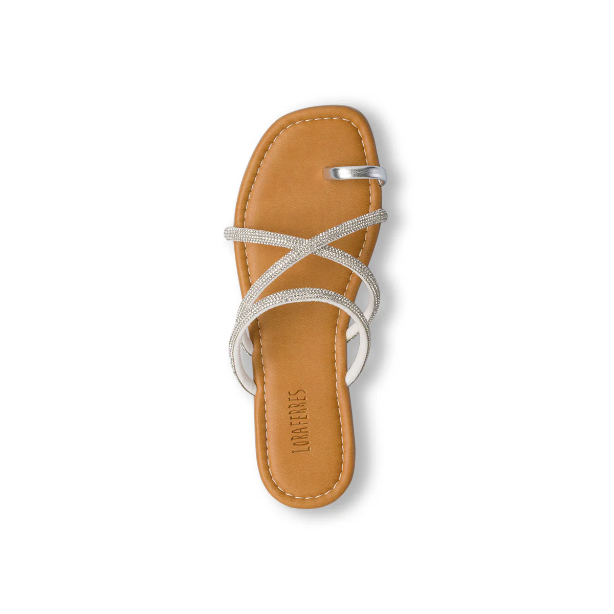 Sandali infradito da donna argento con cinturino con strass gioiello Lora Ferres - Image 4