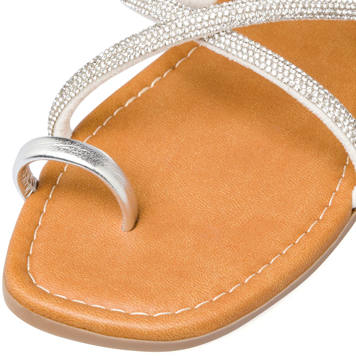 Sandali infradito da donna argento con cinturino con strass gioiello Lora Ferres - Image 5