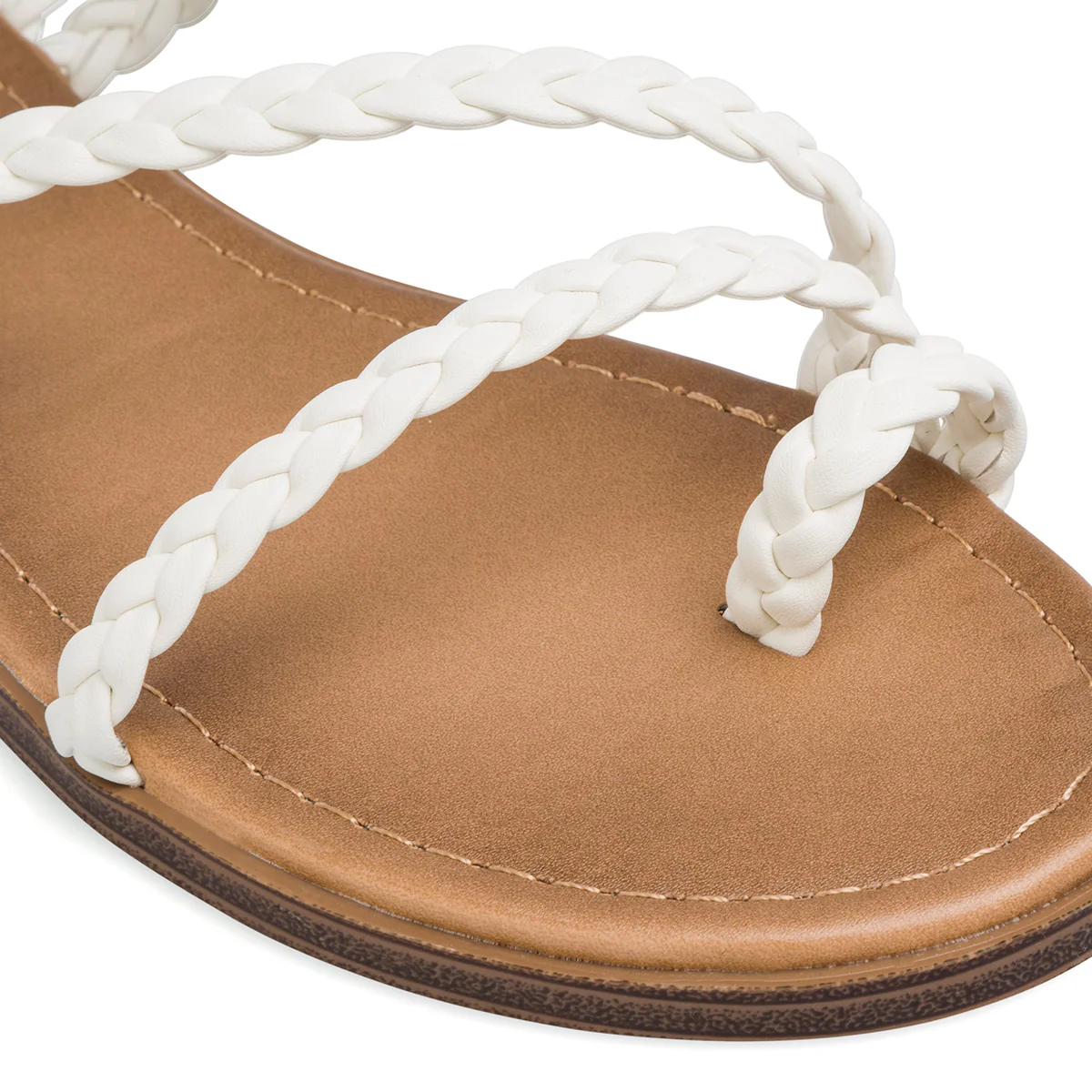 Sandali infradito da donna bianchi con cinturino effetto intrecciato Lora Ferres - Image 8