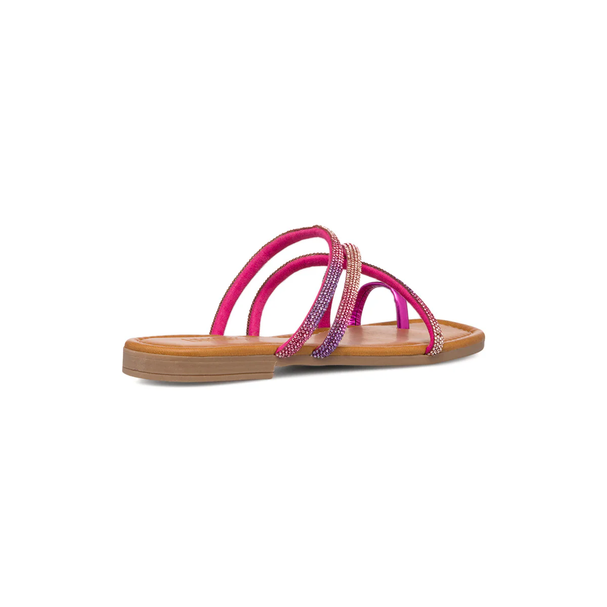 Sandali infradito da donna fucsia con cinturino con strass arcobaleno Lora Ferres - Image 3