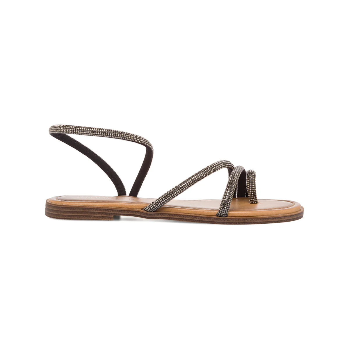 Sandali infradito da donna neri con strass Lora Ferres