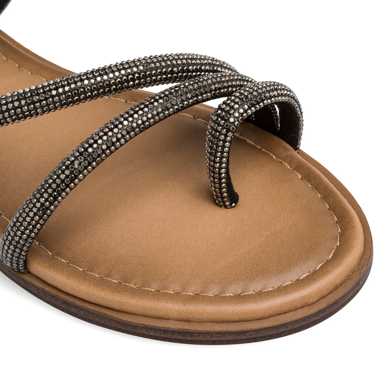 Sandali infradito da donna neri con strass Lora Ferres - Image 3