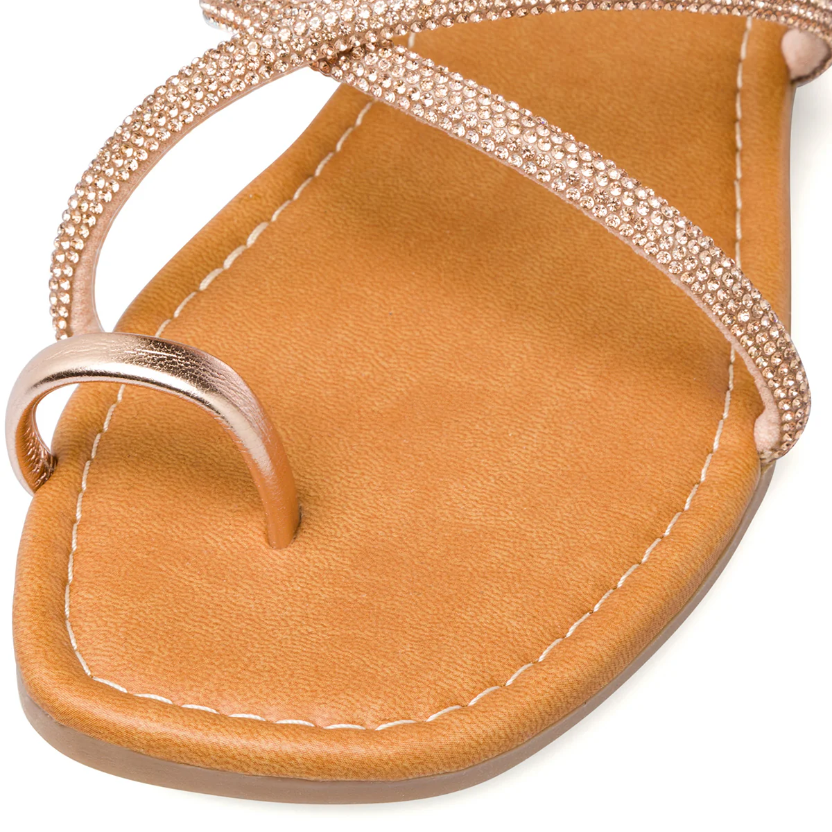 Sandali infradito da donna oro rosa con cinturino con strass Lora Ferres - Image 5