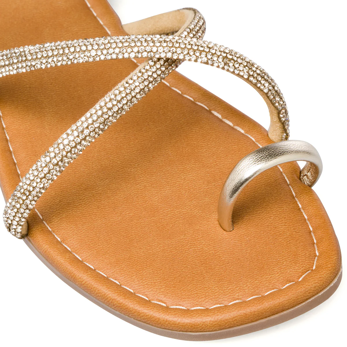 Sandali infradito da donna platino con cinturino con strass gioiello Lora Ferres - Image 5