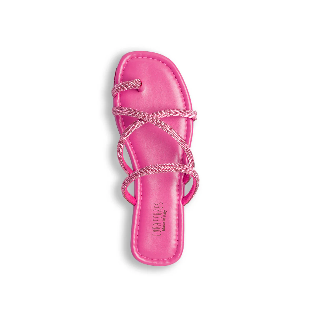 Sandali infradito fucsia con strass gioiello da donna Lora Ferres - Image 8