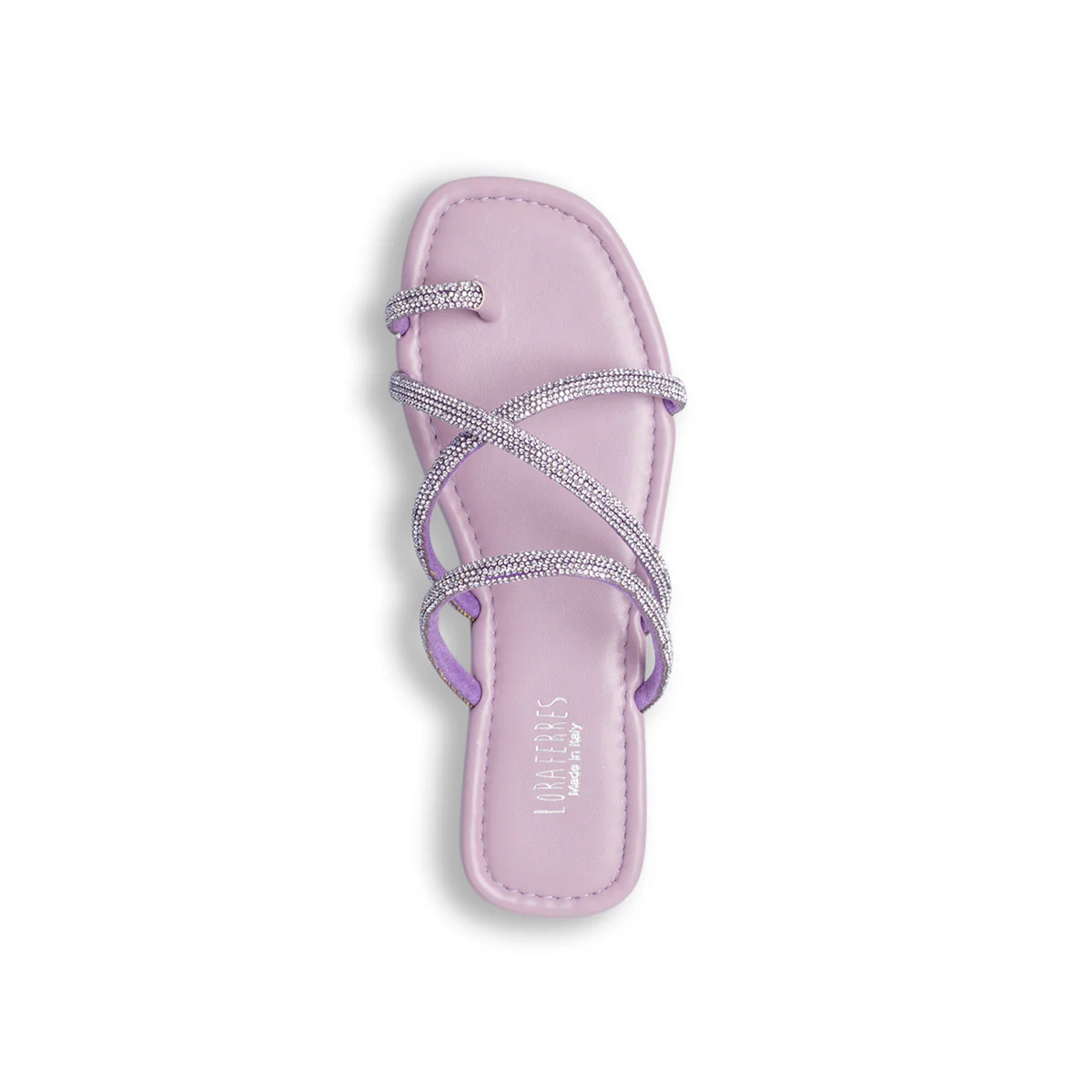 Sandali infradito lilla con strass gioiello da donna Lora Ferres - Image 8