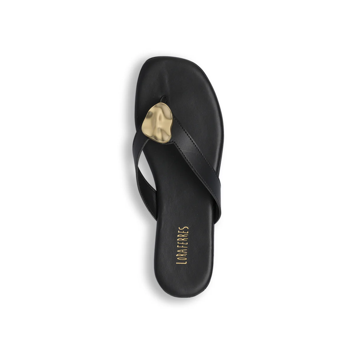 Sandali Infradito Neri da Donna con inserto metallico oro Lora Ferres