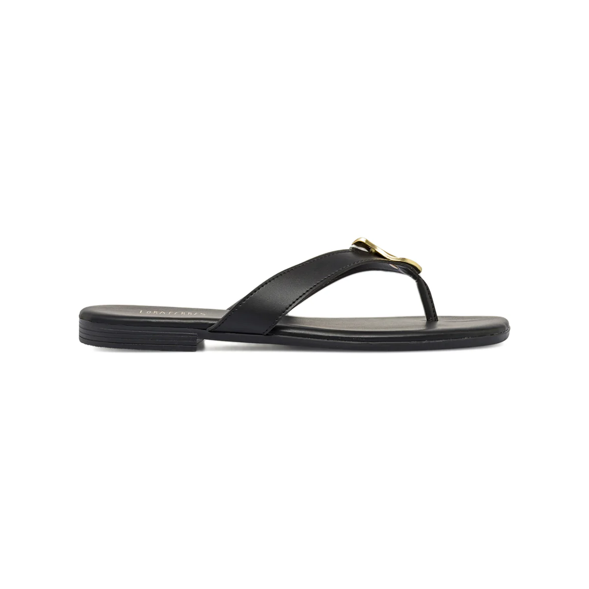 Sandali Infradito Neri da Donna con inserto metallico oro Lora Ferres - Image 3