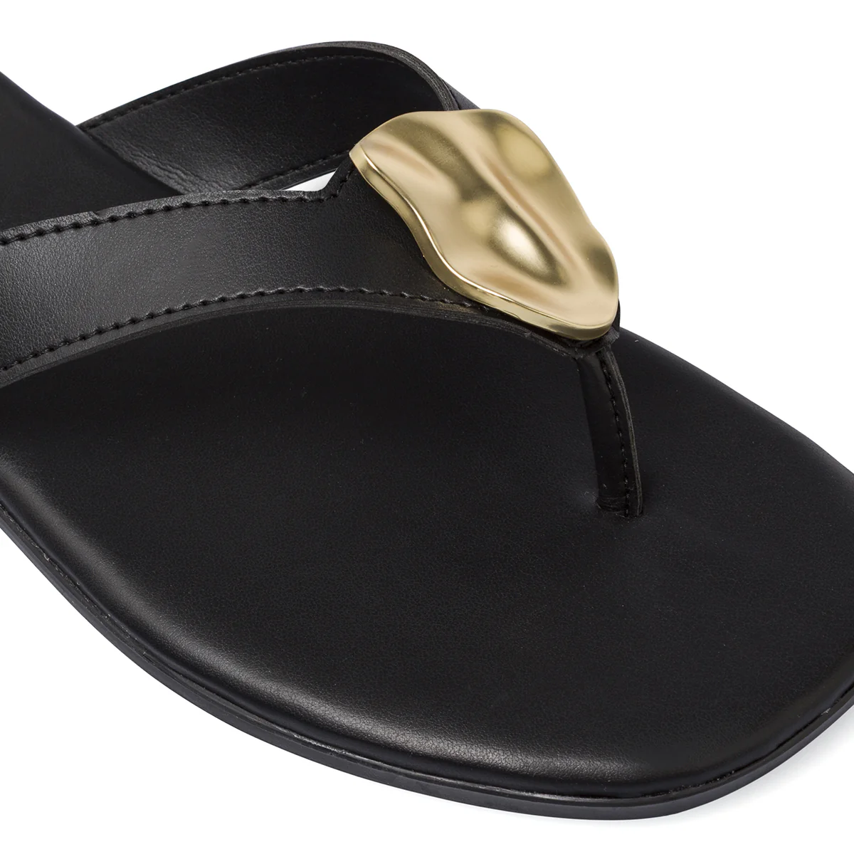 Sandali Infradito Neri da Donna con inserto metallico oro Lora Ferres - Image 5