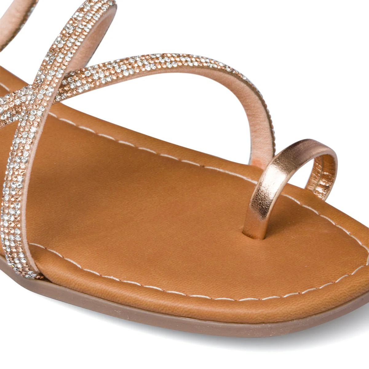 Sandali infradito oro rosa con strass da donna Lora Ferres - Image 10