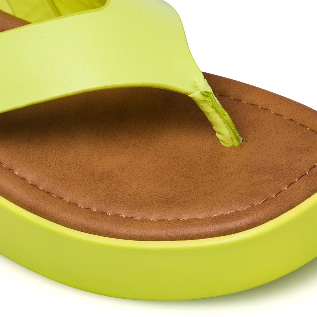Sandali infradito verde fluo in "pelle vegana" da donna con zeppa 5 cm Call It Spring Kristina - Image 5