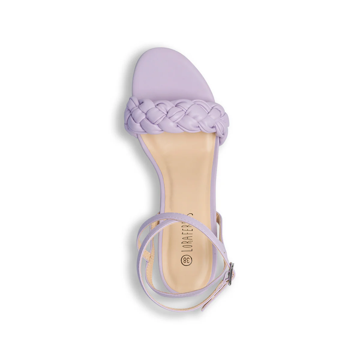 Sandali lilla da donna con tacco 6 cm e fascia intrecciata Lora Ferres - Image 8
