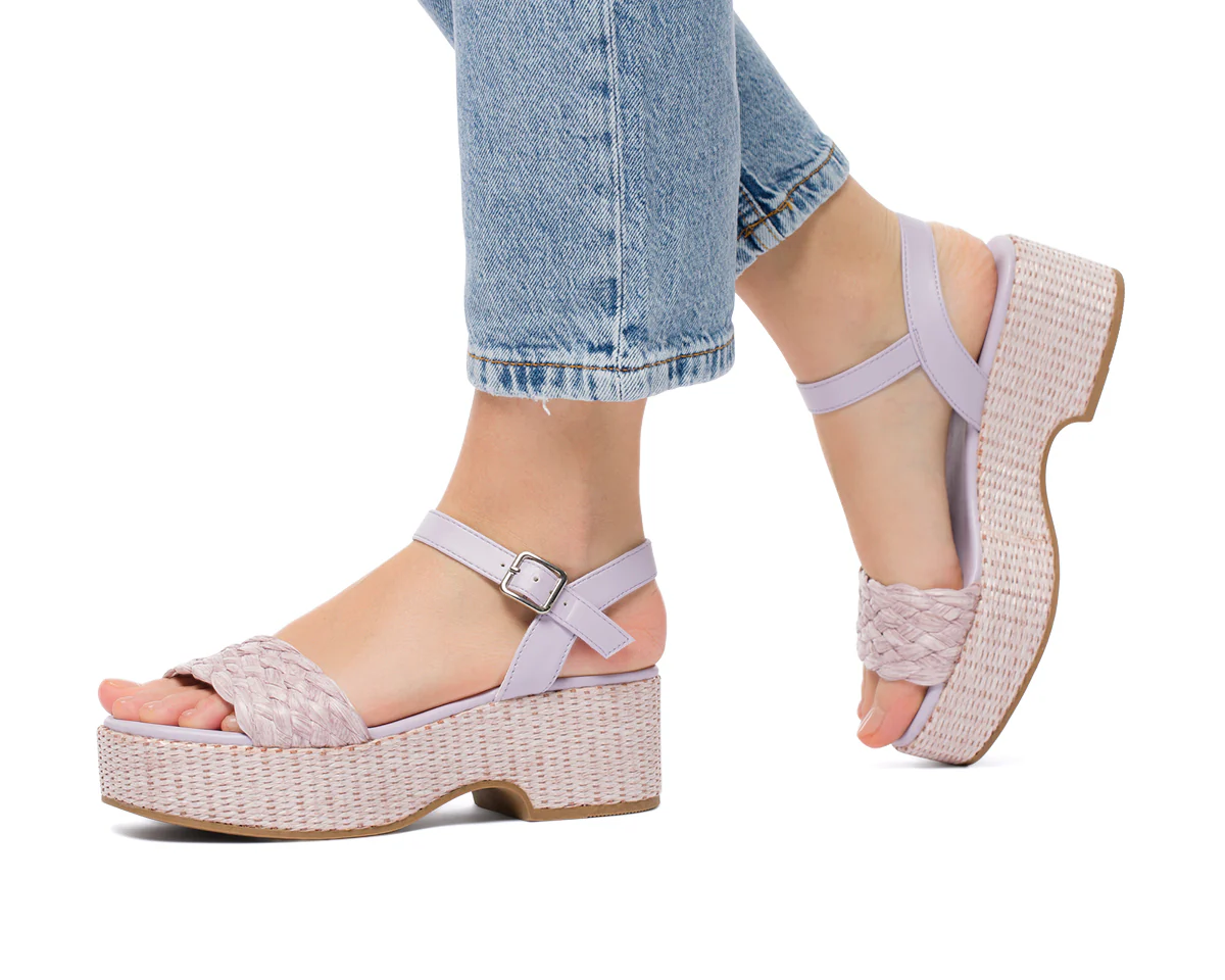 Sandali lilla da donna con zeppa 6 cm Lora Ferres - Image 4