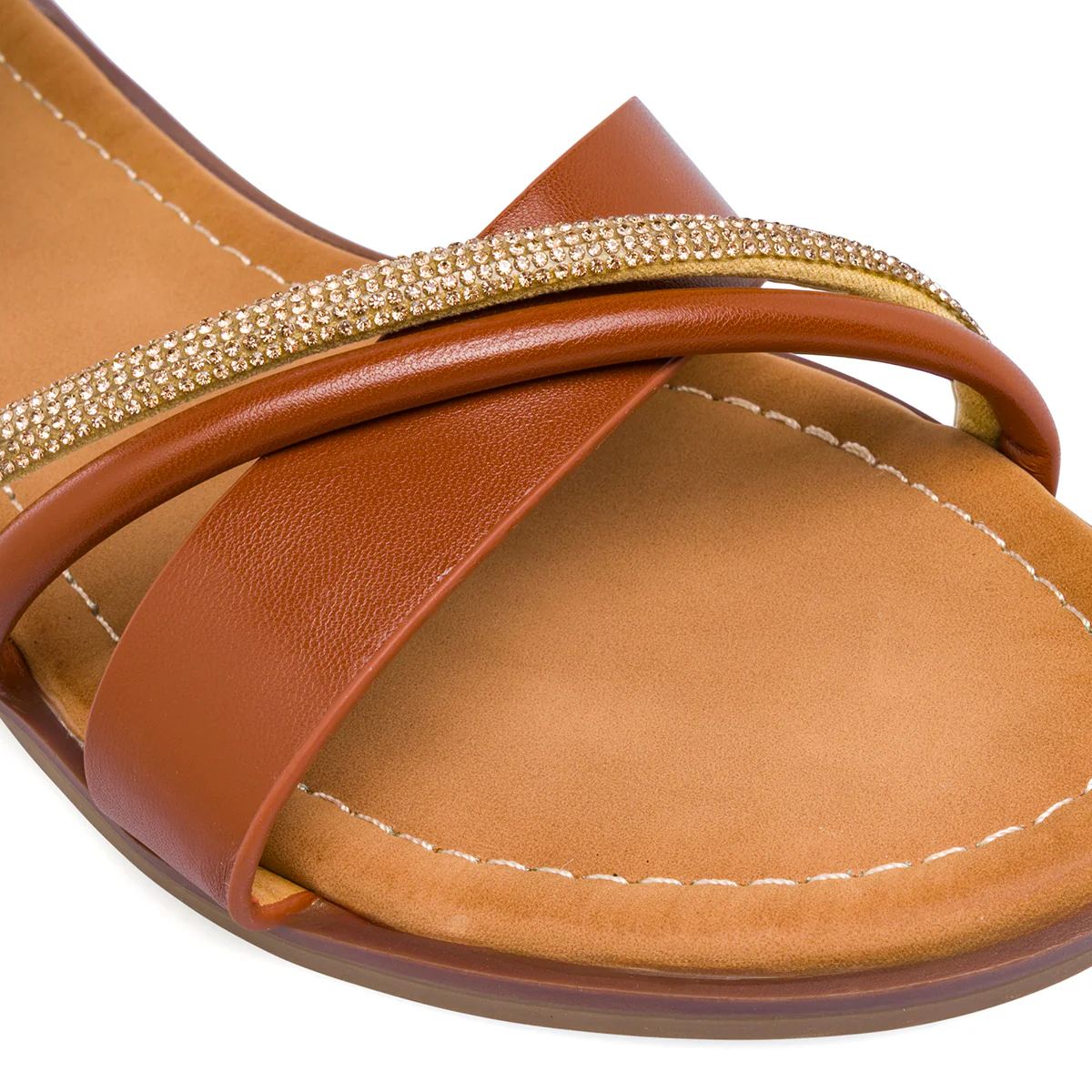 Sandali Marrone da Donna con cinturini effetto intrecciato e strass Lora Ferres - Image 4