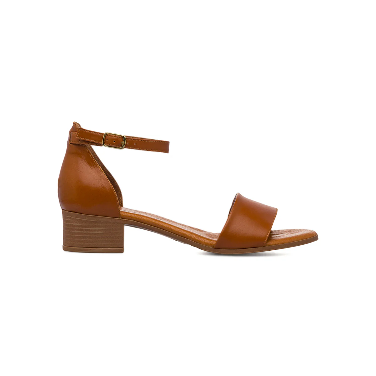 Sandali marroni da Donna in pelle con cinturino alla caviglia e tacco 3,5 cm P Essentials