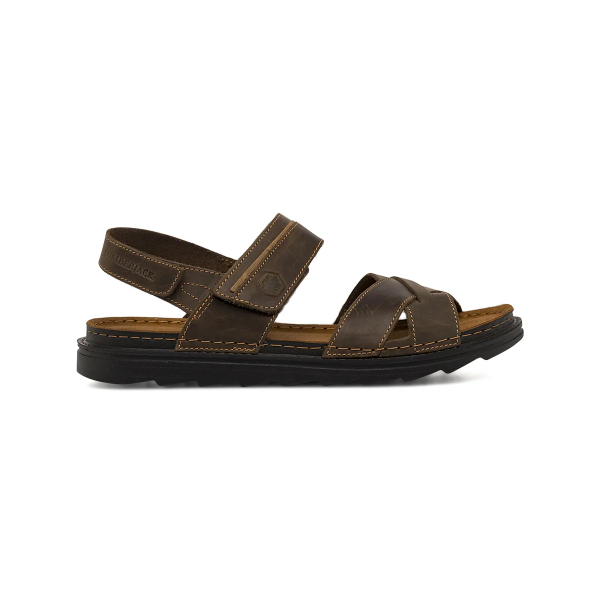Sandali marroni da Uomo in pelle con cinturini a strappo  Lumberjack