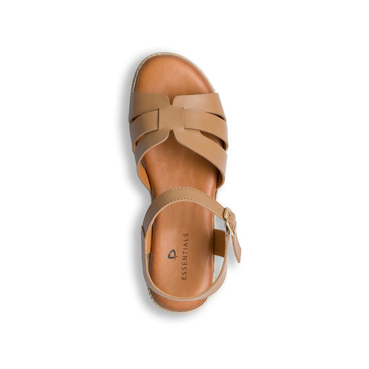 Sandali marroni in pelle da donna con zeppa 4 cm P Essentials - Image 6