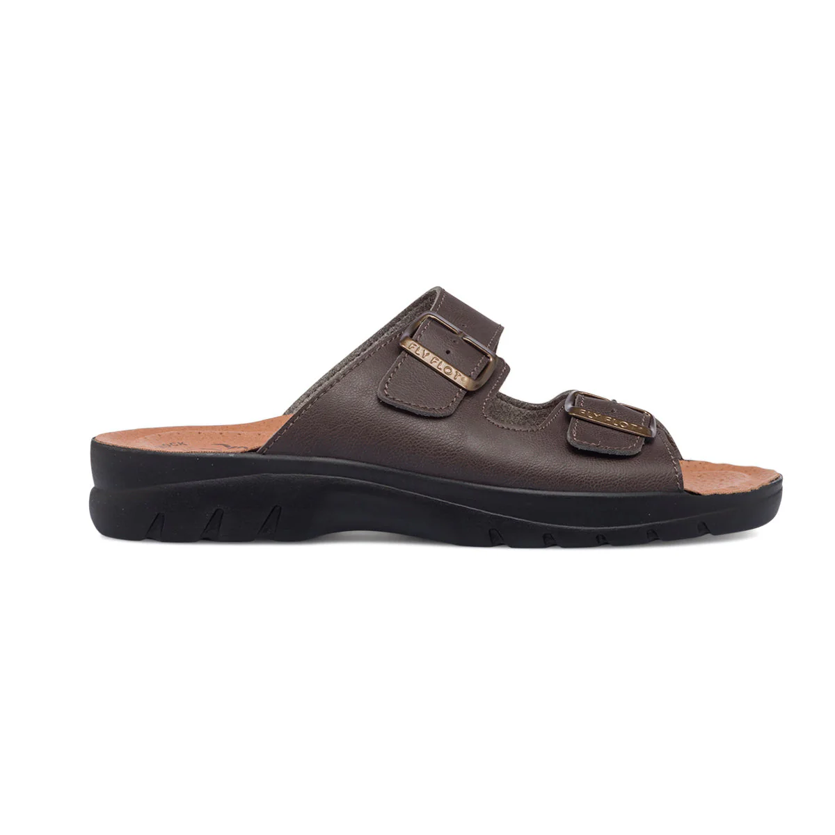 Sandali marroni in similpelle da uomo con sottopiede anatomico Fly Flot